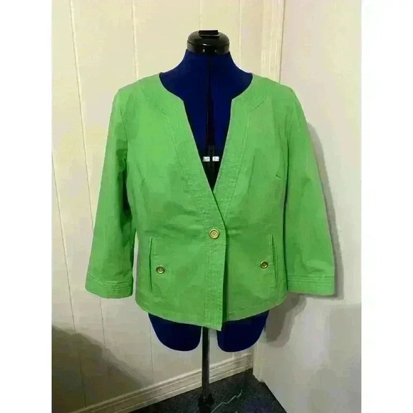 Talbots Jackets & Blazers - Talbots Lime Green Cotton One Button Women's Blazer Size 16 Career